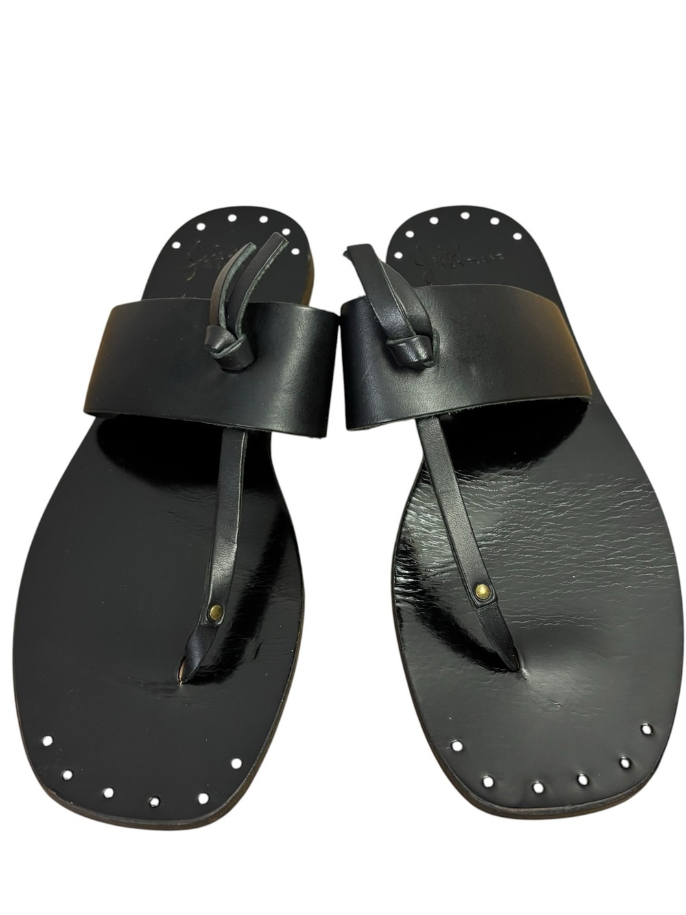 Joie A La Plage Nice Black Leather toe post Thong Sandals Size US 9.5 EU 39.5